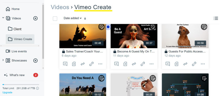 Vimeo Create Dashboard