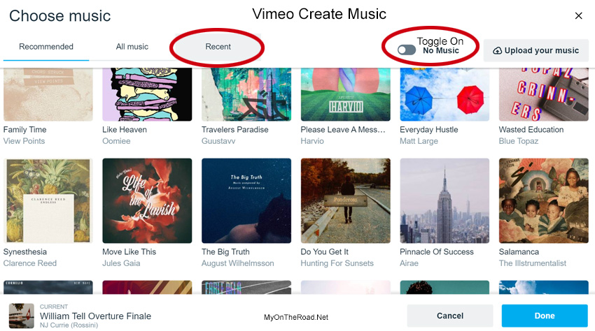 Vimeo Create Music Dashboard