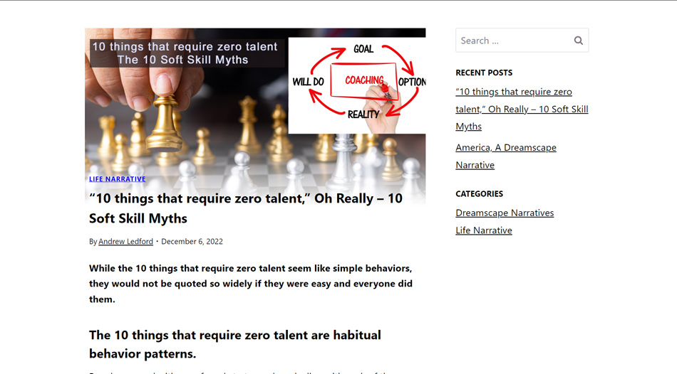 10 Things That Require Zero Talent Blog Post on website