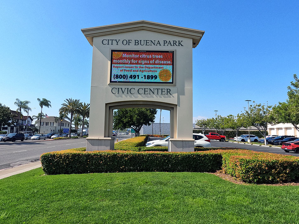 Helping With Web Design The Buena Park City Hall sign